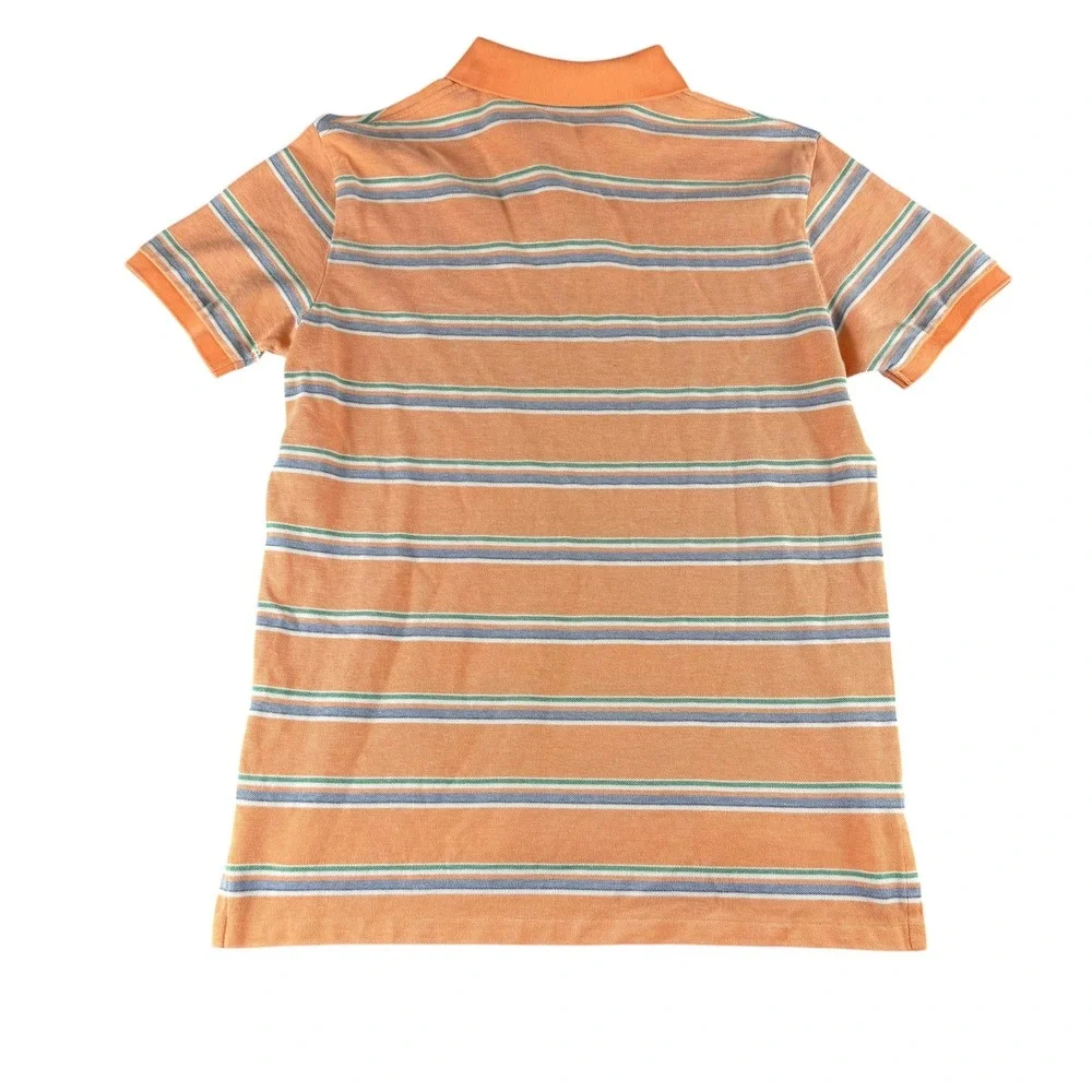 Polo Ralph Lauren Mens Large Custom Fit Orange Striped Short Sleeve Polo Shirt‎